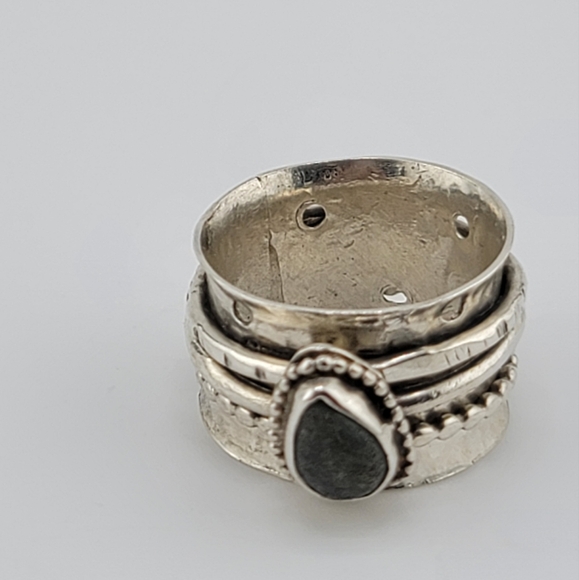 LABRADORITE ANXIETY RELIEF RING HANDMADE IN STERLING SILVER METAL SIZE 7 - Picture 1 of 7